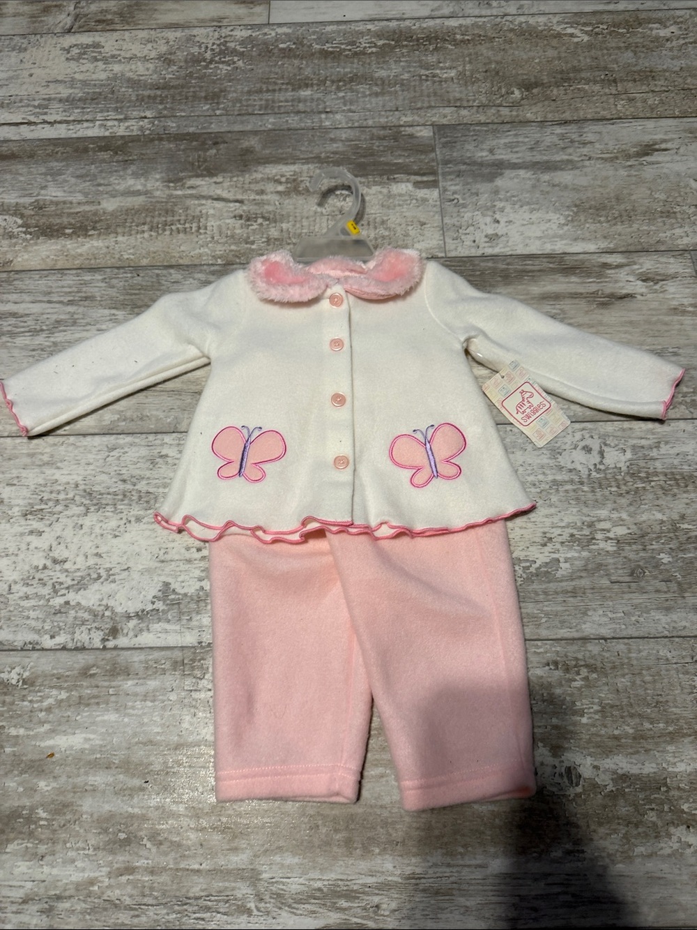Swiggles Cream and Pink Butterfly Two-Piece Matching Set